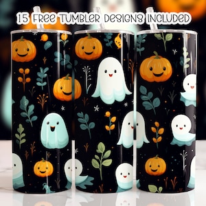 Cute Ghost Halloween Tumbler Wrap, Spooky png, 20oz Sublimation Skinny Straight Tumbler Designs, Digital Download PNG