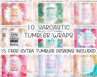 Funny Sarcastic Tumbler Wrap Bundle PNG, Tumbler Designs Sublimation Downloads, Skinny straight 20oz png