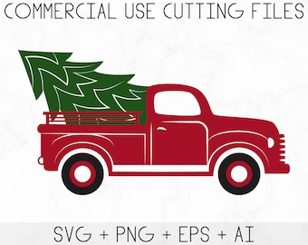 Christmas Truck Svg, Christmas Truck and Tree svg, Red Christmas Truck Svg, Christmas Svg, Truck svg, Christmas tree svg, vintage truck svg