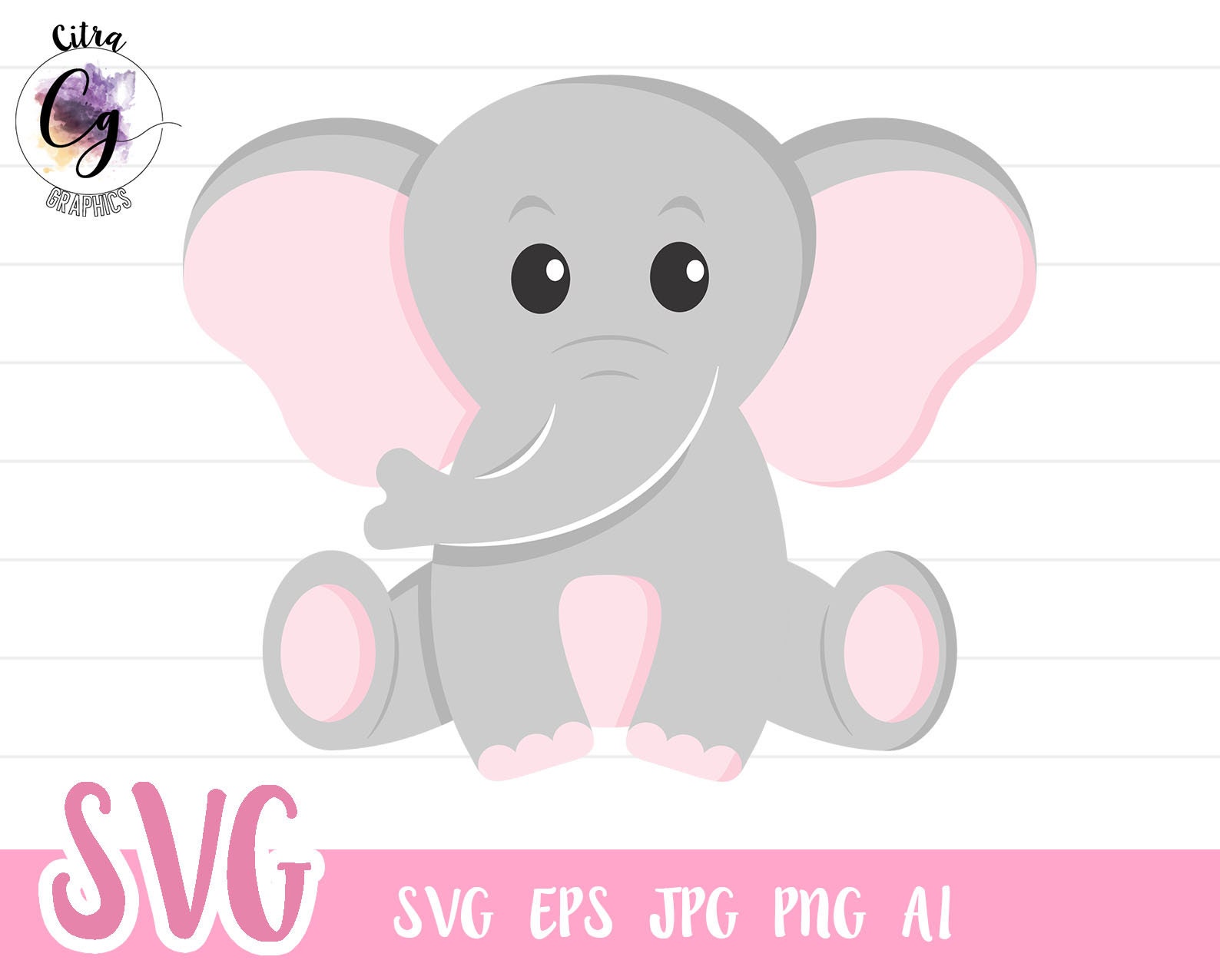 Download Cute Baby Elephant Svg Cut File For Cricut And Silhouette Etsy