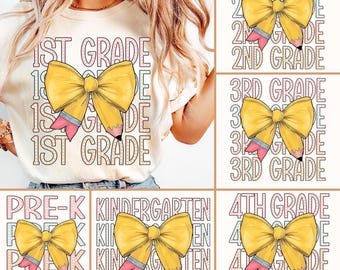 Teacher Coquette Png, Teacher Pencil Coquette Bow Png, Teacher 1st/2nd/3rd Grade Png, Teacher Gift,Back To School, Teacher Appreciation Gift