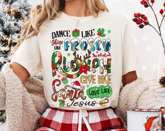 Christmas png, Rudolph Png, Dance Like Frosty Png, Santa Png, Jesus PNG, Funny Christmas Png, Colorful Glitter Christmas Brushstroke