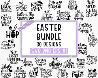 Happy Easter SVG Bundle, Easter SVG, Easter quotes, Easter Bunny svg, Easter Egg svg, Easter png, Spring svg, Cut Files for Cricut