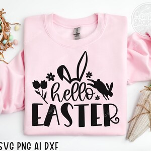 Hello Easter svg png, Easter Svg Png, Easter Bunny Svg, Kids Easter Svg, Easter Shirt Svg, Easter Teacher Svg, Easter cut file, silhouette
