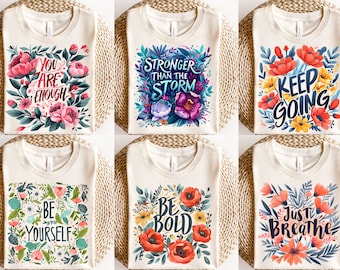 11 Boho Motivational Png Bundle, Self Love Png, Kindness Png, Positive Affirmations Png, Always Enough Png, Self Care Png,Floral Sublimation