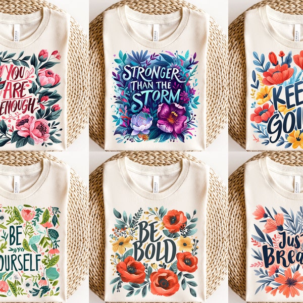 11 Boho Motivational Png Bundle, Self Love Png, Kindness Png, Positive Affirmations Png, Always Enough Png, Self Care Png,Floral Sublimation