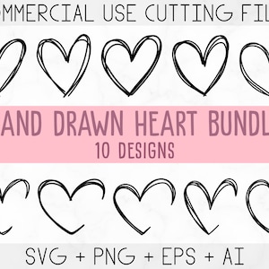 Pacote Heart Svg, Coração desenhado à mão svg, Coração Svg, Open Heart Svg, Doodle Heart Svg, Sketch Heart Svg, Love Svg, Dia dos Namorados Svg, Cricut