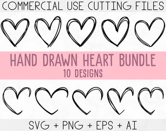 Heart Svg Bundle, Hand Drawn Heart svg, Heart Svg, Open Heart Svg, Doodle Heart Svg, Sketch Heart Svg, Love Svg, Valentines day Svg, Cricut