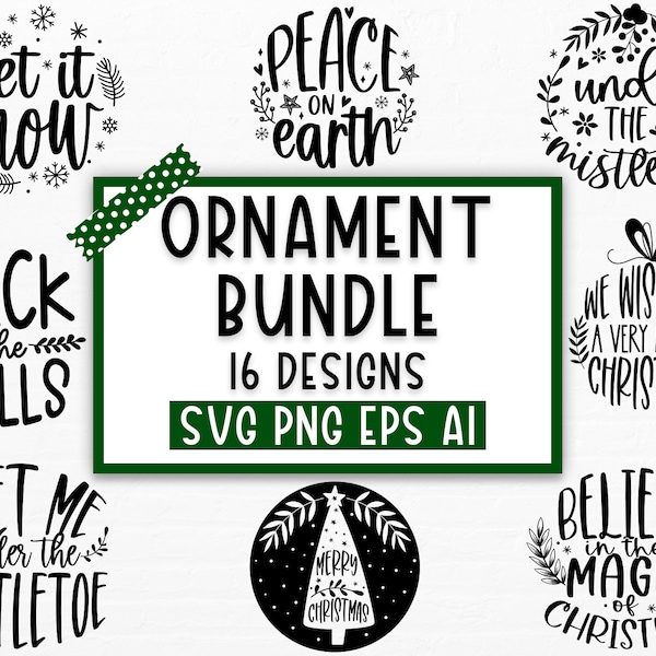Christmas ornament svg bundle, Christmas svg, Merry Christmas svg, Believe svg, Christmas cut file, Christmas scene svg, Round ornament svg