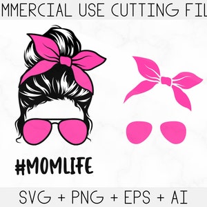 Momlife Png Svg, Messy Bun Hair svg png, Layered Mom Skull Svg Png, Mom Life Kid Life digital download - Printable, Cricut & Silhouette