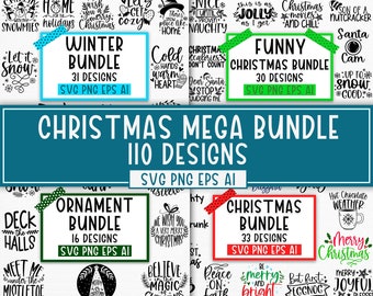 Mega Christmas SVG Bundle, Winter svg, Funny Christmas SVG, T Shirt Designs SVG, Ornaments svg, xmas svg, Santa svg, Quote svg, Cricut