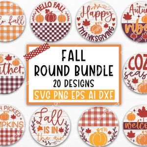 Fall Round door hanger bundle svg, Thanksgiving svg, Fall Door Hanger SVG, Autumn door hanger svg Laser Cut Files, Glowforge, Fall Pumpkin