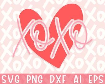 Xoxo Svg, Hugs and Kisses SVG, Heart Svg, Valentines Svg, Valentine Shirt Svg, Love Svg, Valentine's Day Svg, Hello Valentine Shirt