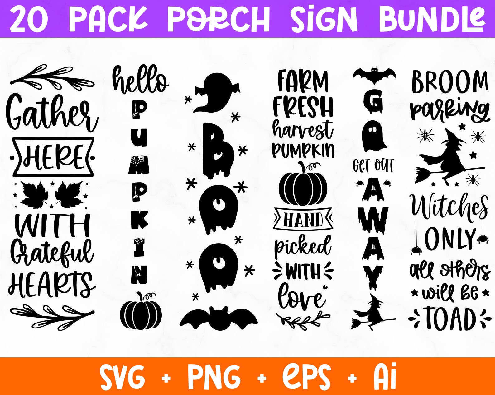Fall Porch Sign SVG Bundle, Halloween Porch Sign Svg, Halloween ...