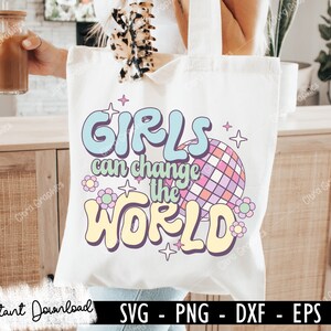 Retro Girl SVG-paket, Sassy SVG, Girl Power, Girl Boss svg, Söt svg, Motiverande Inspirerande svg, Groovy, Trendig, Silhuett, Cricut bild 6