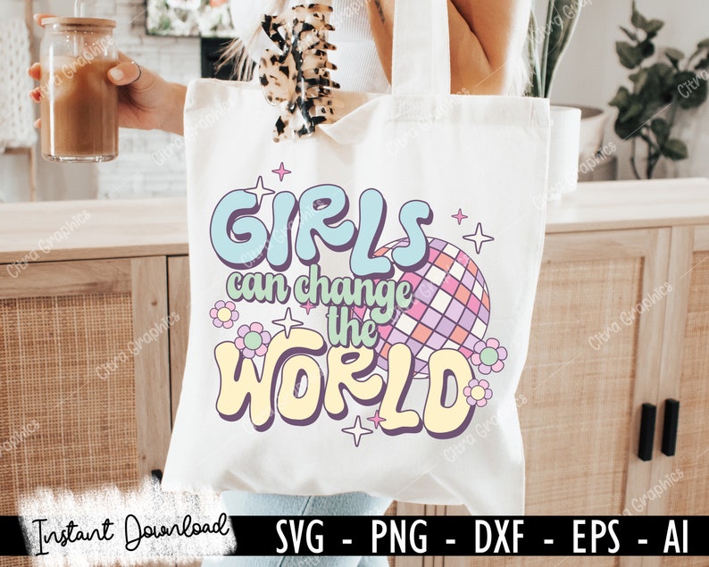 Retro Girl SVG-paket, Sassy SVG, Girl Power, Girl Boss svg, Söt svg, Motiverande Inspirerande svg, Groovy, Trendig, Silhuett, Cricut bild 6