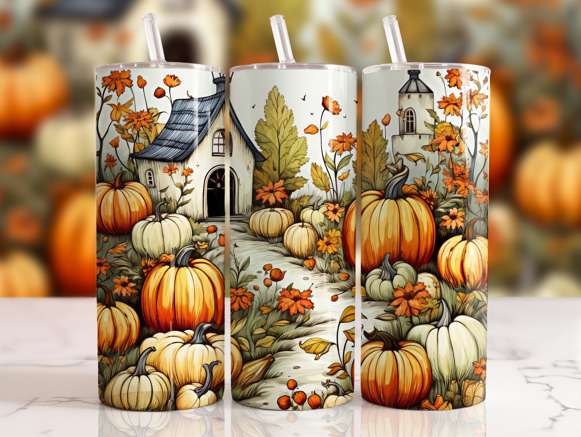 Fall Pumpkins Tumbler Wrap Bundle, 20oz Sublimation Tumbler Designs ...