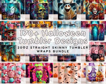 Halloween Tumbler Wrap Bundle, 20 oz Skinny Tumbler Sublimation Design, Digital Download, Straight & Tumbler Wrap PNG, Spooky Fall PNG