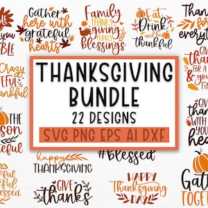 Thanksgiving Svg Bundle, Fall Svg, Thankful Svg, Pumpkin svg, Turkey svg,  Gobble SVG, Svg Files For Cricut, Silhouette, Sublimation