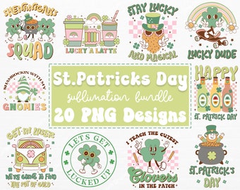 Retro St Patrick Png Bundle, Retro St Patrick Png sublimation, Happy Patrick's Day, Shamrock png, St pattys day, irish day png, lucky png