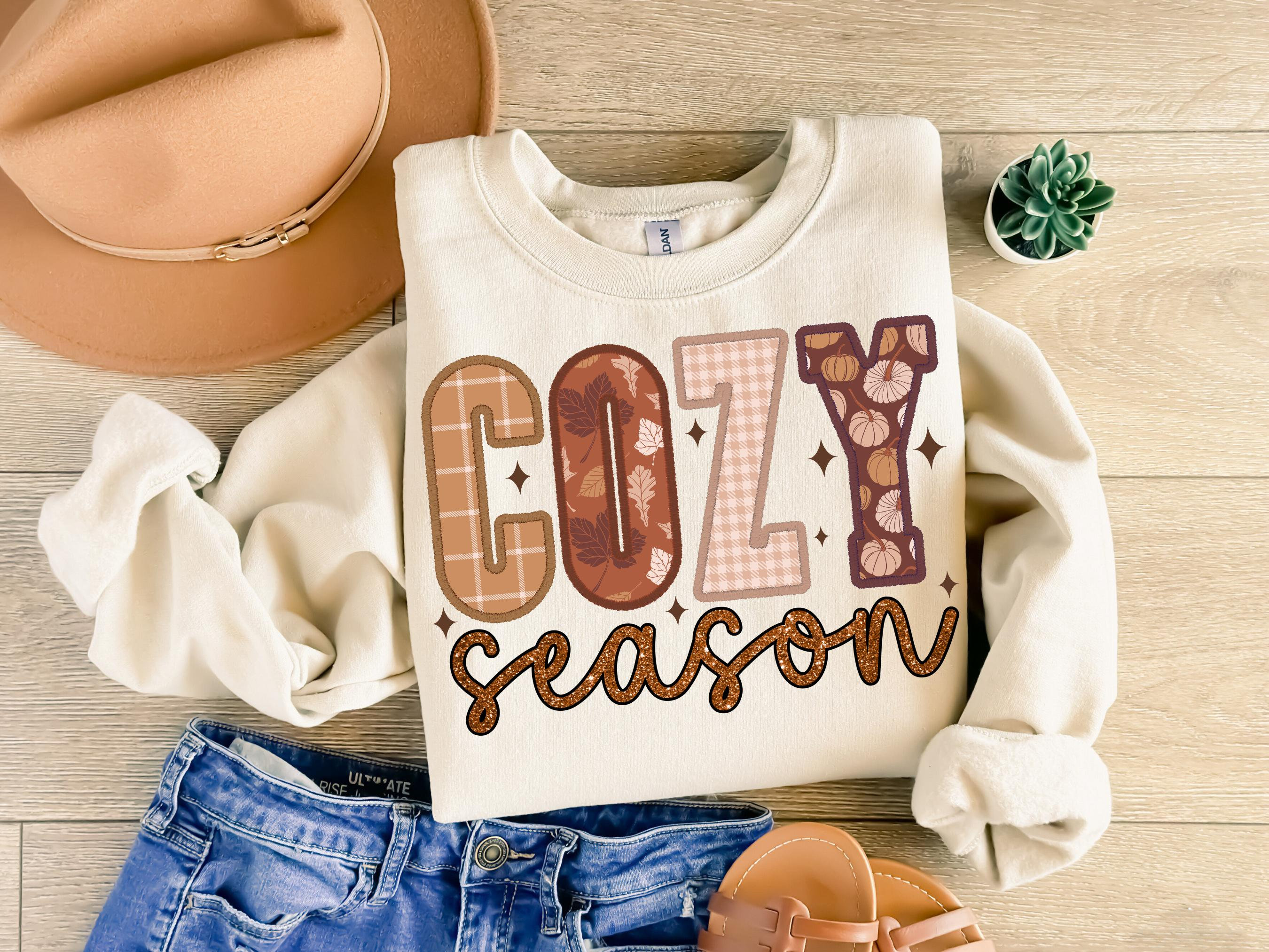 Gemütliche Saison PNG, Herbst PNG, Faux Stickerei Png, Herbst Png, Retro Halloween Png, Thanksgiving Png, Herbst T-Shirt Sublimation, dtf
