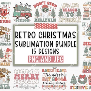 Retro Weihnachten png Bundle, Weihnachts-Shirt-Design, Weihnachts-Bundle, Santa png, Retro Weihnachten png Sublimation, Weihnachtscliparts Grafiken png
