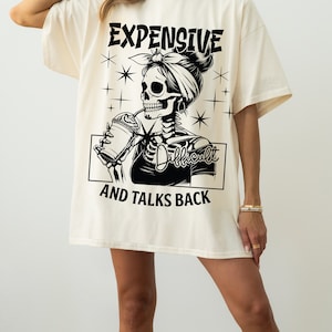 Expensive Difficult And Talks Back PNG, Mom Skeleton PNG, Funny Saying Png, Front And Back PNG, Retro Trendy Sublimation Shirt design zdjęcie 6