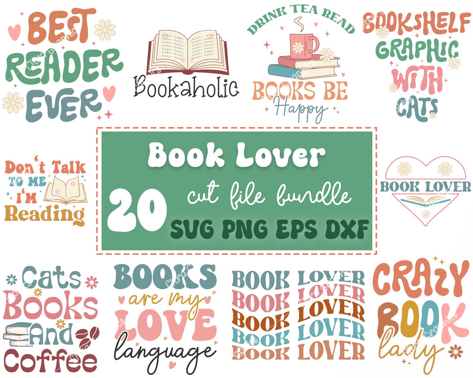 Retro Book SVG Bundle, Book Lover Svg, Reading SVG, Book Svg, Library ...