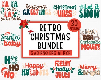 Retro Christmas SVG Bundle, Christmas Retro Svg, Christmas Svg, Christmas Shirt Svg, Merry Christmas Svg, SVG files For Cricut Silhouette