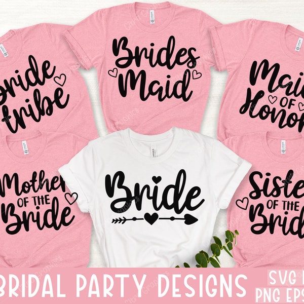 Bridal party svg bundle, Bachelorette shirt svg, Wedding svg, Bridesmaid svg gift, Maid of honor svg, Bride shirt svg png