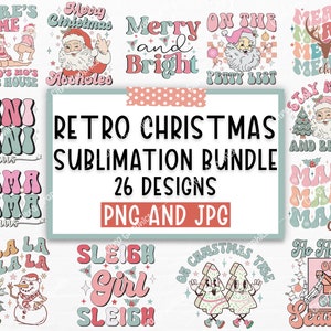 Pacote retrô de Natal png, design de camisa de Natal, pacote de Natal, Papai Noel png, sublimação retrô de Natal png, gráficos de Clipart de Natal png
