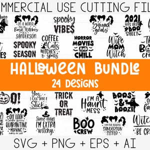 Halloween Svg Bundle, Witch svg, Ghost svg, Pumpkin svg, Halloween Vector, Sarcastic Svg, Silhouette, Cricut, Funny Mom Svg