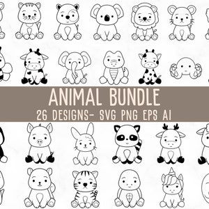 Animal Bundle SVG, Animal hand drawn svg, Jungle svg, Safari Animals SVG, Cricut, Animal clipart, Silhouette, Cameo