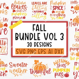 秋の SVG バンドル、秋の SVG、感謝祭の SVG、秋の SVG デザイン、秋の看板、秋のバンドル SVG、秋の昇華カット ファイル Cricut、シルエット