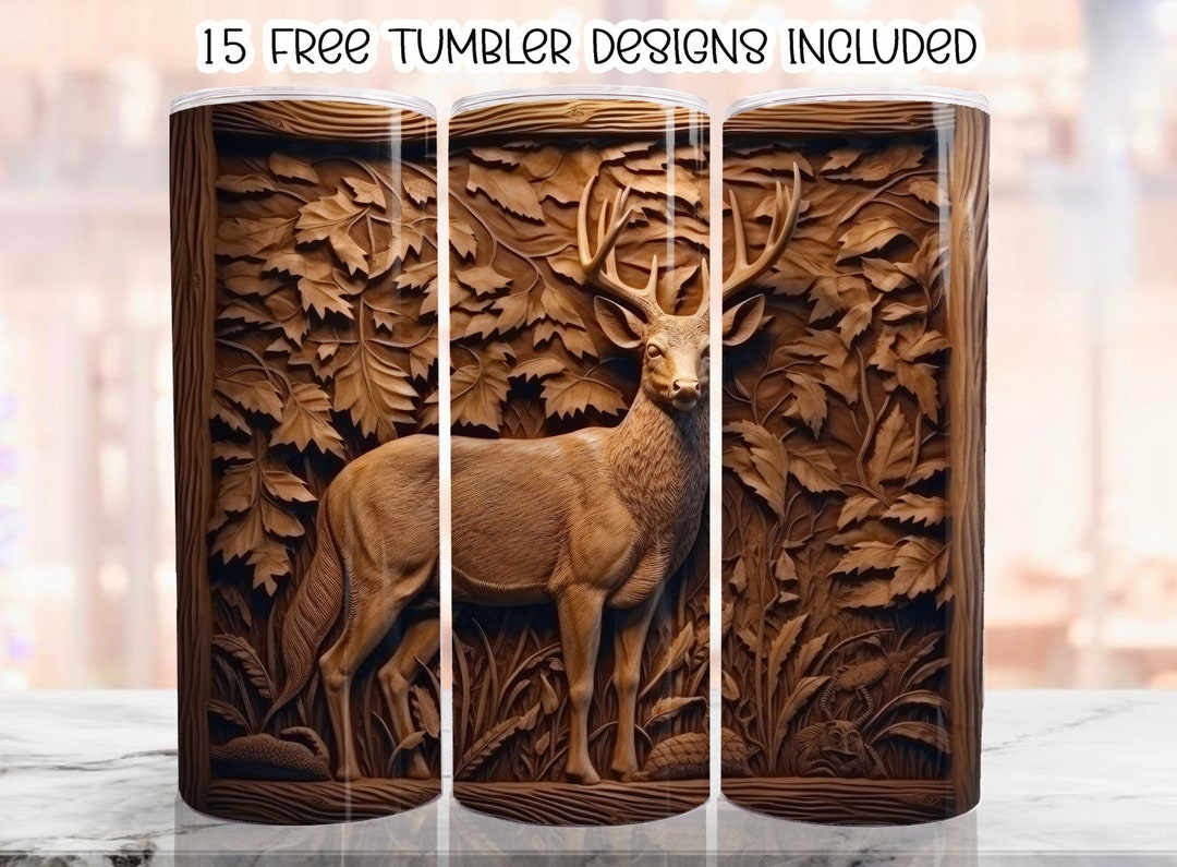 3D Deer American Flag Tumbler Wrap, 20 Oz Skinny Tumbler Sublimation ...