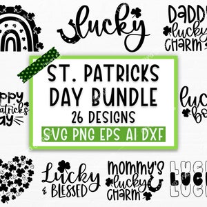 Lot SVG de la Saint-Patrick, svg porte-bonheur, lutin svg, svg irlandais, chemise St Patricks SVG, svg trèfle, svg trèfle, fichiers Svg pour cricut