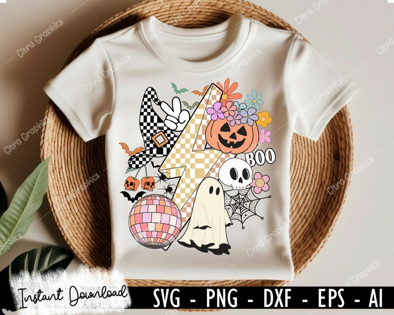 Retro Halloween Png, T Shirt Design, Spooky Season Png, Checkered Lightning, Retro Sublimation, Halloween Sublimation, Shirt Png image 3