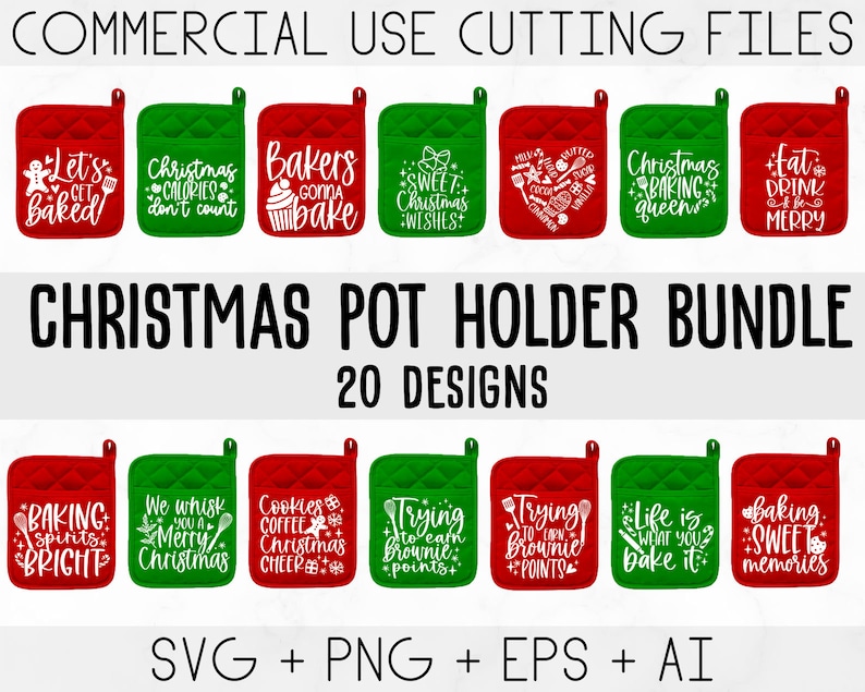 Christmas Pot Holder SVG Bundle, Potholder svg, Christmas svg, Oven Mitt SVG, Kitchen SVG, Baking Svg, Funny Kitchen Quotes, Cut File Cricut 