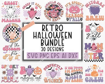 Pacote retrô de Halloween SVG, vetor de Halloween, bruxa svg, fantasma svg, camisa de Halloween svg, abóbora svg, svg sarcástico, cricut, silhueta png