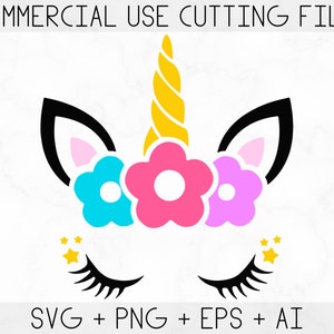 Unicorn Svg, Unicorn clipart, Unicorn Face Svg, Unicorn Verjaardag Svg, Unicorn Png, Unicorn gesneden bestand, Cute Unicorn Face Svg
