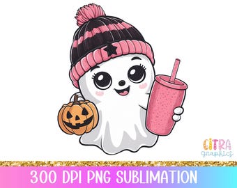 Cute Ghost PNG, Halloween PNG, Ghost Png, Halloween Sublimation, Coffee Png, Boujee Png, Boujee Ghost, Halloween T-shirt Design Png,DTF Png