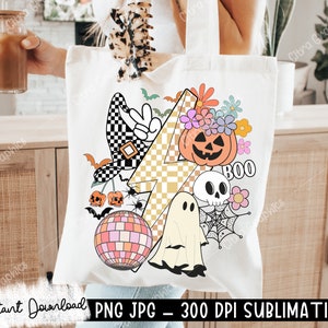 Retro Halloween Png, T Shirt Design, Spooky Season Png, Checkered Lightning, Retro Sublimation, Halloween Sublimation, Shirt Png image 2