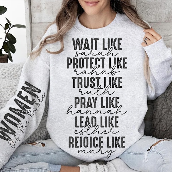 Mujeres de la Biblia png, png boho cristiana, png motivacional, png Versículo de la Biblia png, Citas religiosas florales png, Diseños de camisetas con mangas