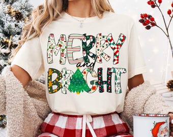 Merry and bright png, Retro christmas tree png, pink christmas tree png, retro pink christmas png, retro christmas png for sublimation