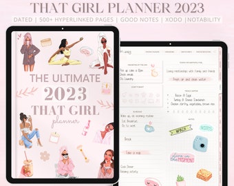 Planificador digital 2023, planificador That girl 2023, planificador digital con fecha, planificador mensual semanal diario, planificador iPad, planificador GoodNotes 2023