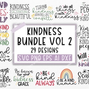 Pakiet Kindness Svg, Bądź miły Svg, Inspirujący Svg, Motywujący Svg, Zdrowie psychiczne Svg, Pozytywne cytaty Svg, Png, Pliki do cięcia dla Cricut