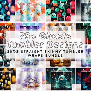 Ghost Halloween Tumbler Bundle, gruseliges Wrap Bundle, 20 Unzen Sublimationsbecher Designs, 20 Unzen Skinny Straight Tumbler, digitaler Download PNG