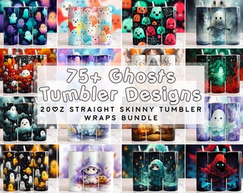 Ghost Halloween Tumbler Bundle, Spooky Wrap Bundle, 20oz Sublimation Tumbler Designs, 20oz Skinny Straight Tumbler, Digital Download PNG