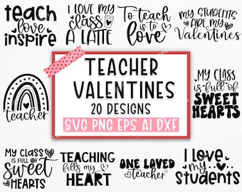 Pacchetto SVG di San Valentino per insegnanti, Vita da insegnante SVG, Amore SVG, Scuola in formato SVG, Camicia regalo divertente per insegnanti in formato Svg, File per Cricut, Citazioni in formato SVG per insegnanti