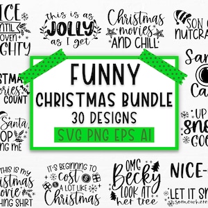 Pacote SVG de Natal engraçado, sinal de Natal svg, Feliz Natal svg, Enfeites de Natal svg, Inverno svg, Natal svg, Papai Noel svg